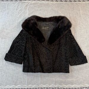 Christie Bro’s Vintage Black Persian lamb & Mink Fur quarter sleeve Jacket #39